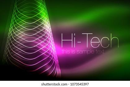 Rahmenhexagons, leuchtende geometrische Formen, abstrakter digitaler Techno-Hintergrund, Vektorgrafik