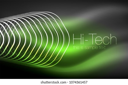 Outline hexagons, glowing geometric shapes, digital techno abstract background, vector illustration