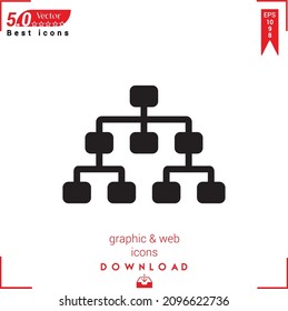 Icono de estructura jerárquica de esquema aislado en fondo blanco. Mejor moderno. Diseño gráfico, aplicación móvil, iconos de belleza 2019, interfaz de usuario. Trazo editable. Vector de formato EPS10