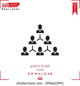 Outline hierarchical-structure icon isolated on white background. Best modern. Graphic design, mobile application, beauty icons 2019, user interface. Editable stroke. EPS10 format vector