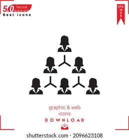 Icono de estructura jerárquica de esquema aislado en fondo blanco. Mejor moderno. Diseño gráfico, aplicación móvil, iconos de belleza 2019, interfaz de usuario. Trazo editable. Vector de formato EPS10