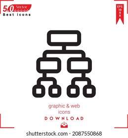 Icono de estructura jerárquica de esquema. vector de icono de estructura jerárquica aislado en fondo blanco. Diseño gráfico, diseño material, aplicación móvil, logotipo, interfaz de usuario. Vector de formato EPS 10