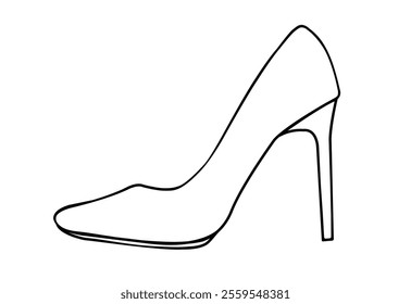 Outline High Heels Coquette shoes, girly things concept.