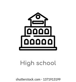outline high school vector icon. isolated black simple line element illustration from buildings concept. editable vector stroke high school icon on white background