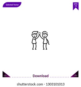 Outline high-five icon isolated on white background. Line pictogram. Graphic design, mobile application. Editable stroke. EPS10 format vector illustration