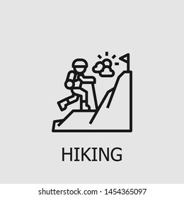 Outline hiking vector icon. Hiking illustration for web, mobile apps, design. Hiking vector symbol.