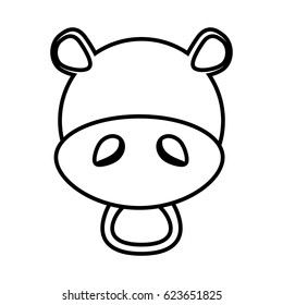 outline hippo head animal