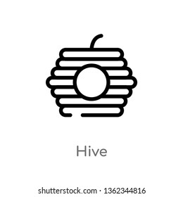 outline hive vector icon. isolated black simple line element illustration from nature concept. editable vector stroke hive icon on white background