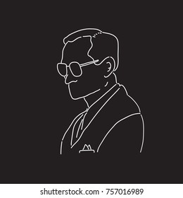 Outline Hm King Bhumibol Adulyadej Of Thailand Vector