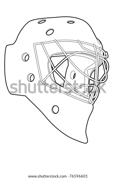 Outline Hockey Mask On White Background Stock Vector (Royalty Free ...