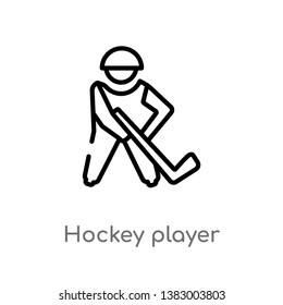 outline hockey player vector icon. isolated black simple line element illustration from hockey concept. editable vector stroke hockey player icon on white background