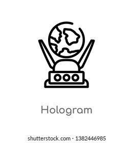 outline hologram vector icon. isolated black simple line element illustration from future technology concept. editable vector stroke hologram icon on white background