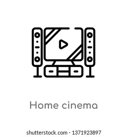 outline home cinema vector icon. isolated black simple line element illustration from cinema concept. editable vector stroke home cinema icon on white background