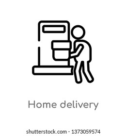 outline home delivery vector icon. isolated black simple line element illustration from packing and delivery concept. editable vector stroke home delivery icon on white background