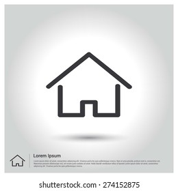 Outline home icon, Flat pictogram Icon design gray background. Vector illustration.