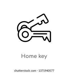 outline home key vector icon. isolated black simple line element illustration from construction concept. editable vector stroke home key icon on white background