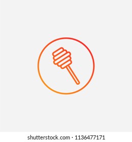 Outline honey spoon icon,gradient illustration,vector food sign symbol