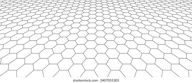 outline honeycomb perspective pattern vector