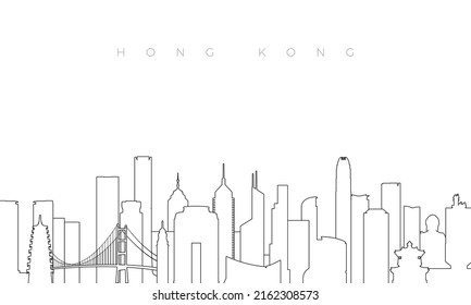 Outline Hong Kong skyline. Trendy template with Hong Kong city buildings and landmarks in line style. Stock vector design. 