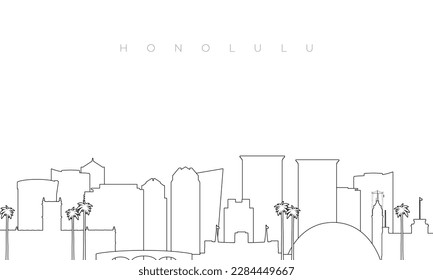 Skyline von Honolulu. Trendy Template mit Honolulu Gebäuden und Wahrzeichen im Linienstil. Stock-Vektordesign. 