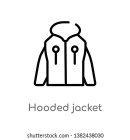 outline hooded jacket vector icon. isolated black simple line element illustration from clothes concept. editable vector stroke hooded jacket icon on white background