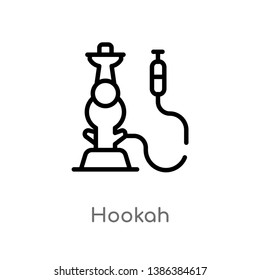 outline hookah vector icon. isolated black simple line element illustration from desert concept. editable vector stroke hookah icon on white background