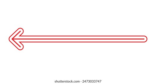 Contorne las señales de flecha recta largas de doble cara Horizontales. Ilustración vectorial.