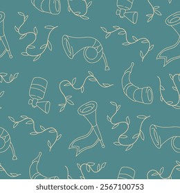 Outline Horn Trumpet Vine  Vector Seamless Pattern illustration for Print, Wallpaper, Decoration.