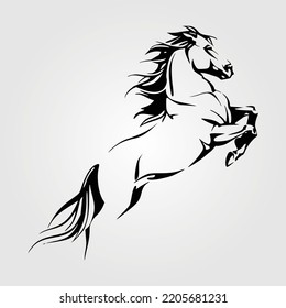 Outline Horse Silhouette Equestrian Jumping Vector Illustration Equine Pony