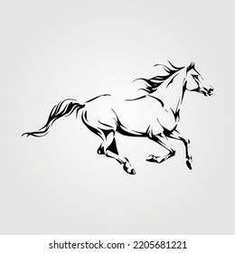 Outline Horse Silhouette Equestrian Racing Vector Illustration Equine Pony