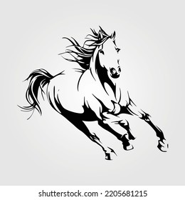 Outline Horse Silhouette Equestrian Vector Illustration Equine Pony Running