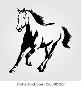 Outline Horse Silhouette Equestrian Vector Illustration Equine Pony Running