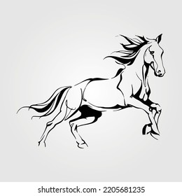 Outline Horse Silhouette Equestrian Vector Illustration Running Horse Equine Pony