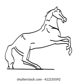 The outline of a horse standing on its hind legs