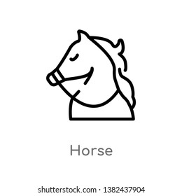 outline horse vector icon. isolated black simple line element illustration from wild west concept. editable vector stroke horse icon on white background