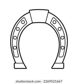 Outline horseshoe isolated on white, vector illustration, eps10