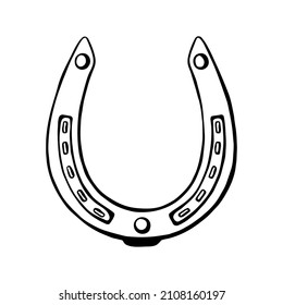 Outline of a horseshoe on a white background. Vector illustration of the symbol of good luck. A horseshoe for luck. The horseshoe is a talisman of abundance and good luck.