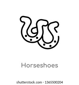 outline horseshoes vector icon. isolated black simple line element illustration from miscellaneous concept. editable vector stroke horseshoes icon on white background