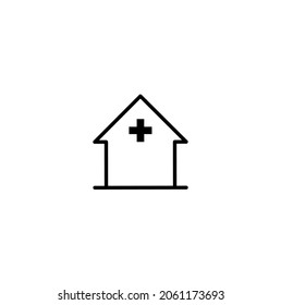 Outline hospital icon vector isolated on white background