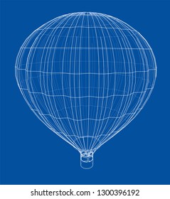 Outline hot air balloon. Vector EPS10 format, rendering of 3d