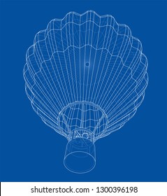 Outline hot air balloon. Vector EPS10 format, rendering of 3d