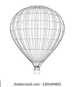 Outline hot air balloon. Vector EPS10 format, rendering of 3d