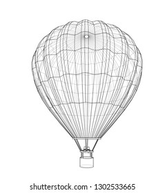 Outline hot air balloon. Vector EPS10 format, rendering of 3d