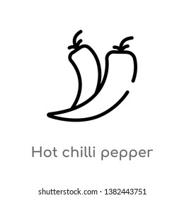 outline hot chilli pepper vector icon. isolated black simple line element illustration from food concept. editable vector stroke hot chilli pepper icon on white background