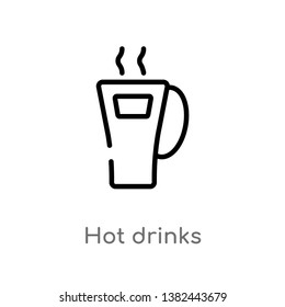 outline hot drinks vector icon. isolated black simple line element illustration from food concept. editable vector stroke hot drinks icon on white background