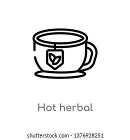 outline hot herbal vector icon. isolated black simple line element illustration from food concept. editable vector stroke hot herbal icon on white background
