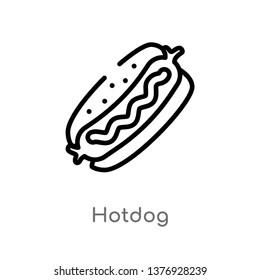 outline hotdog vector icon. isolated black simple line element illustration from food concept. editable vector stroke hotdog icon on white background