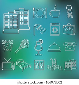 outline hotel and accommodation icons