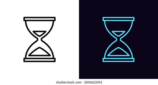 Outline hourglass icon, with editable stroke. Linear sandglass sign, time pictogram. Time management, schedule planning, work hours, time deadline. Vector icon, sign, symbol for UI and Animation