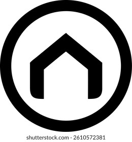 Outline of a House in Circular Frame Minimal Vector Silhouette Design for Logo and Decor Use